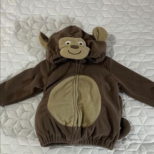 Carter's Monkey Fleece Sweater Jacket with Tail Baby Size 6-9 Months